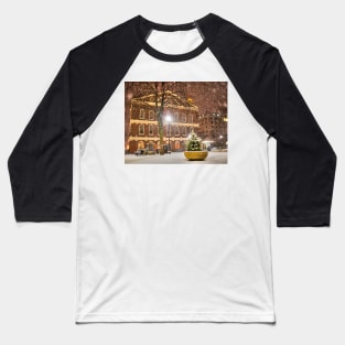 Snow Storm in Faneuil Hall Quincy Market Boston MA Baseball T-Shirt